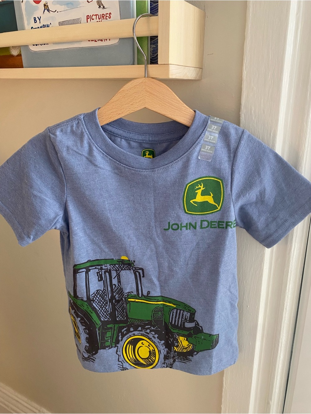John Deere Blue Tee with Green & Yellow Tractor Graphic